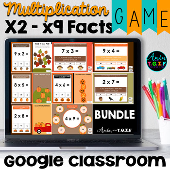 Preview of Multiplication Fact Fluency Digital Game BUNDLE Fall Theme