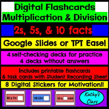 Preview of Multiplication Fact Fluency: Digital Mult. & Div. Flashcards-2s, 5s, & 10s 