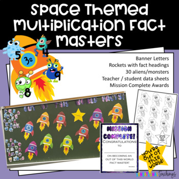 Preview of Multiplication Fact Fluency Display | Space Theme