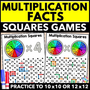 Preview of Multiplication Fact Fluency Practice Worksheet Games Squares Drills 3rd Grade