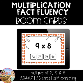 Preview of Multiplication Fact Fluency - Multiples of 7-9 - Boom Cards | Distance Learning