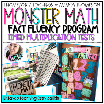 Preview of Multiplication Facts - Math Fact Fluency Tests - Monster Math - FACT FLUENCY
