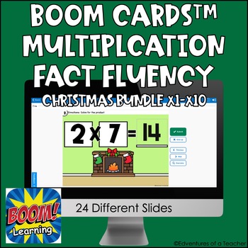 Preview of Multiplication Fact Fluency x1-10 Bundle | Christmas | Boom Cards