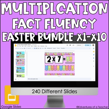 Preview of Multiplication Fact Fluency x1-10 Bundle | Missing Factor| Easter |Google Slides