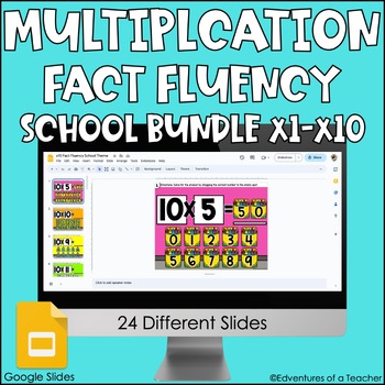 Preview of Multiplication Fact Fluency x1-10 Bundle | Missing Factor | Google Slides