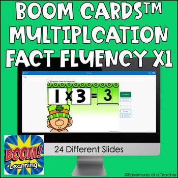 Preview of Multiplication Fact Fluency x1 | Missing Factor| St. Patrick's Day | Boom Cards