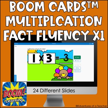 Preview of Multiplication Fact Fluency x1 | Missing Factor| Thanksgiving | Boom Cards