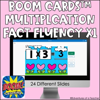 Preview of Multiplication Fact Fluency x1 | Missing Factor| Valentine's Day | Boom Cards