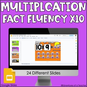 Preview of Multiplication Fact Fluency x10 | Missing Factor| Halloween Theme |Google Slides