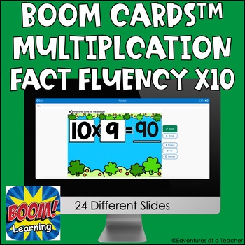 Preview of Multiplication Fact Fluency x10 | Missing Factor| St. Patrick's Day | Boom Cards