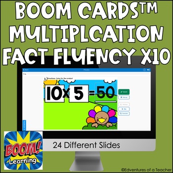 Preview of Multiplication Fact Fluency x10 | Missing Factor| Thanksgiving | Boom Cards