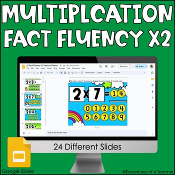 Preview of Multiplication Fact Fluency x2 | Missing Factor| St. Patrick Day | Google Slides