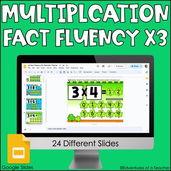 Preview of Multiplication Fact Fluency x3 | Missing Factor| St. Patrick Day | Google Slides
