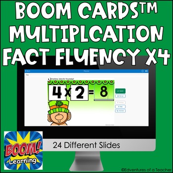 Preview of Multiplication Fact Fluency x4 | Missing Factor | St. Patrick's Day | Boom Cards