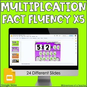 Preview of Multiplication Fact Fluency x5 | Missing Factor| Halloween Theme | Google Slides