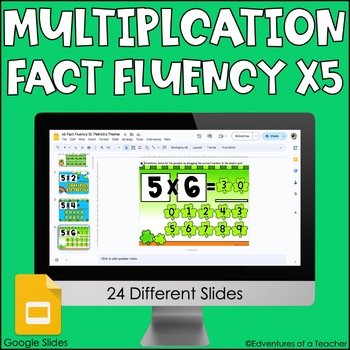 Preview of Multiplication Fact Fluency x5 | Missing Factor| St. Patrick Day | Google Slides