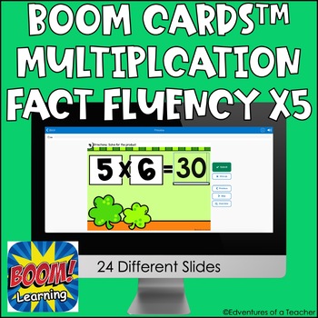 Preview of Multiplication Fact Fluency x5 | Missing Factor | St. Patrick's Day | Boom Cards