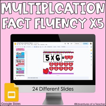 Preview of Multiplication Fact Fluency x5 | Missing Factor| Valentine's Day | Google Slides