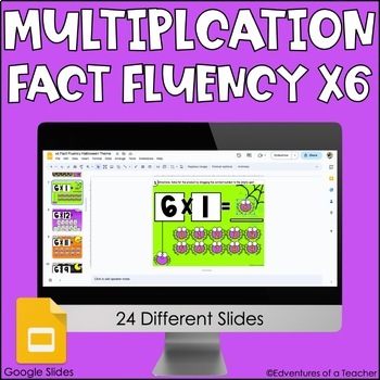Preview of Multiplication Fact Fluency x6 | Missing Factor| Halloween Theme | Google Slides