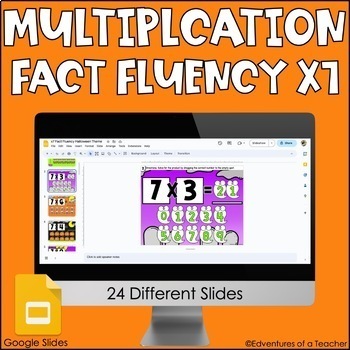 Preview of Multiplication Fact Fluency x7 | Missing Factor| Halloween Theme | Google Slides