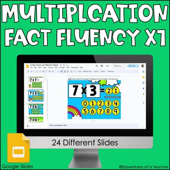 Preview of Multiplication Fact Fluency x7 | Missing Factor| St. Patrick Day | Google Slides