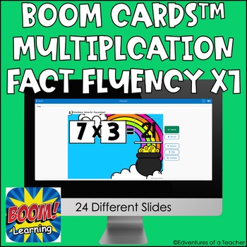 Preview of Multiplication Fact Fluency x7 | Missing Factor | St. Patrick's Day | Boom Cards