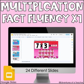 Preview of Multiplication Fact Fluency x7 | Missing Factor| Valentine's Day | Google Slides