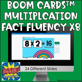 Preview of Multiplication Fact Fluency x8 | Missing Factor | St. Patrick's Day | Boom Cards