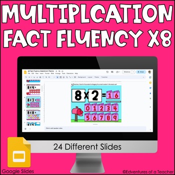 Preview of Multiplication Fact Fluency x8 | Missing Factor| Valentine's Day | Google Slides