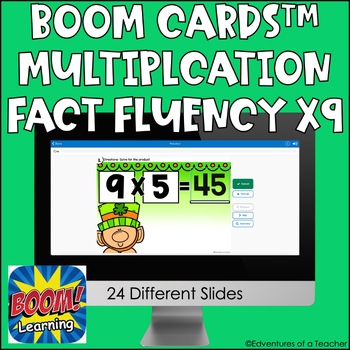 Preview of Multiplication Fact Fluency x9 | Missing Factor | St. Patrick's Day | Boom Cards