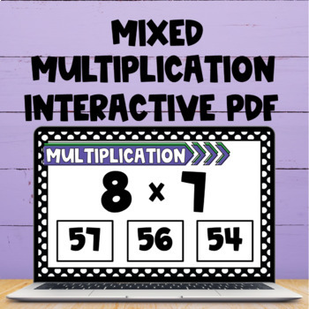 Preview of Multiplication Facts Interactive PDF and Boom Cards - Mixed Multiplication Facts