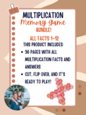 Multiplication Fact Memory Game- ALL FACTS 1-12 BUNDLE