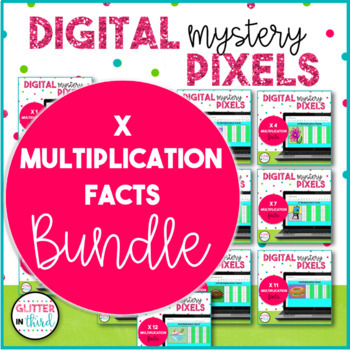 Preview of Multiplication Fact Pixel Art Mystery Pictures Math Digital BUNDLE