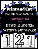Multiplication Fact Posters (English & Spanish) Farmhouse