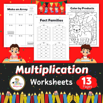 Preview of Multiplication Fact Practice - 2nd-3rd Grade Multiplication Arrays Worksheets