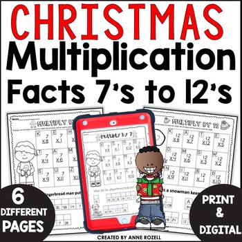 Multiplication Facts 7's -12's | Christmas Jokes | Digital and Printable