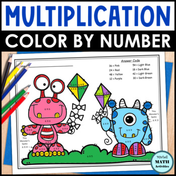 Preview of Multiplication Fact Practice Color by Number Free Printable Math Worksheets