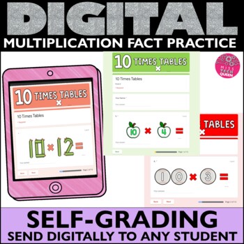 Preview of Times table drills Multiplication Fact Practice 10s Warm up Review Quiz Multiply