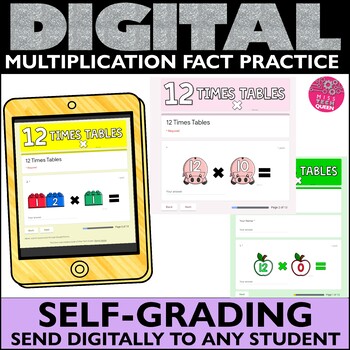 Preview of Multiplication 12 Fact family practice Multiplying Assessment Google Form Quiz