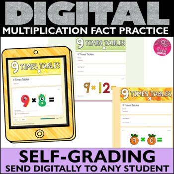Preview of Multiplication Fact Practice 3rd Grade Google Form Quiz Self Grading 9 Family