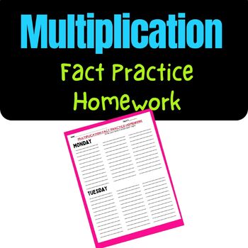 Preview of Multiplication Fact Practice Homework Sheet