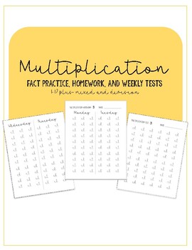 Preview of Multiplication Fact Practice, Homework and Tests