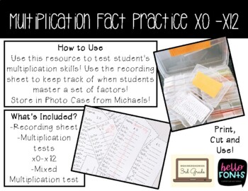 Preview of Multiplication Fact Practice x0-x12