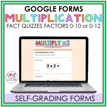 Preview of Multiplication Fact Quizzes / Google Forms / Self-Grading
