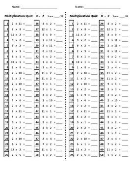 Multiplication Tests 0-12: Times-Tables Quiz Bundle ...