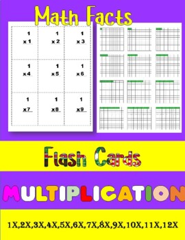 Preview of Multiplication Fact and with Arrays Flash Cards Printable Math Activity Game