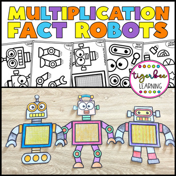 Preview of Multiplication Fact crafts | Build a multiplication chart robot