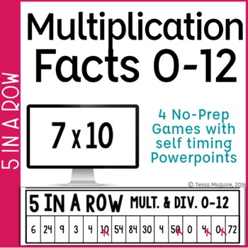 Preview of Multiplication Games | Multiplication Facts 5 in a Row | Math Games Fact Fluency