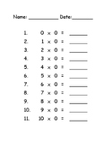 Multiplication Facts 0 to 10 - Zeros