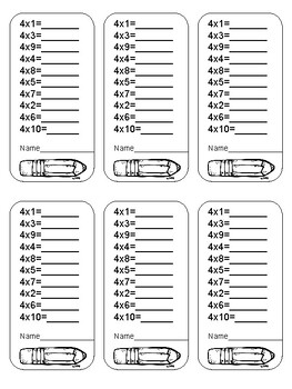 Multiplication Facts (1-10) for One Minute Timed Test by Dear Wellington